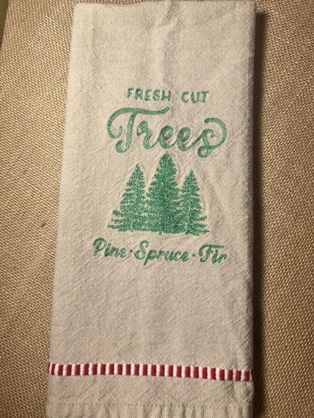Winter Holiday Christmas Embroidered Hand/Kitchen Towel-Fresh Cut Trees